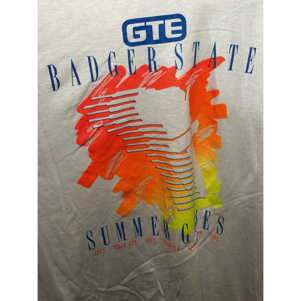 Vintage 90s GTE Badger State Summer Games T-Shirt XXL Single Stitch Wisconsin